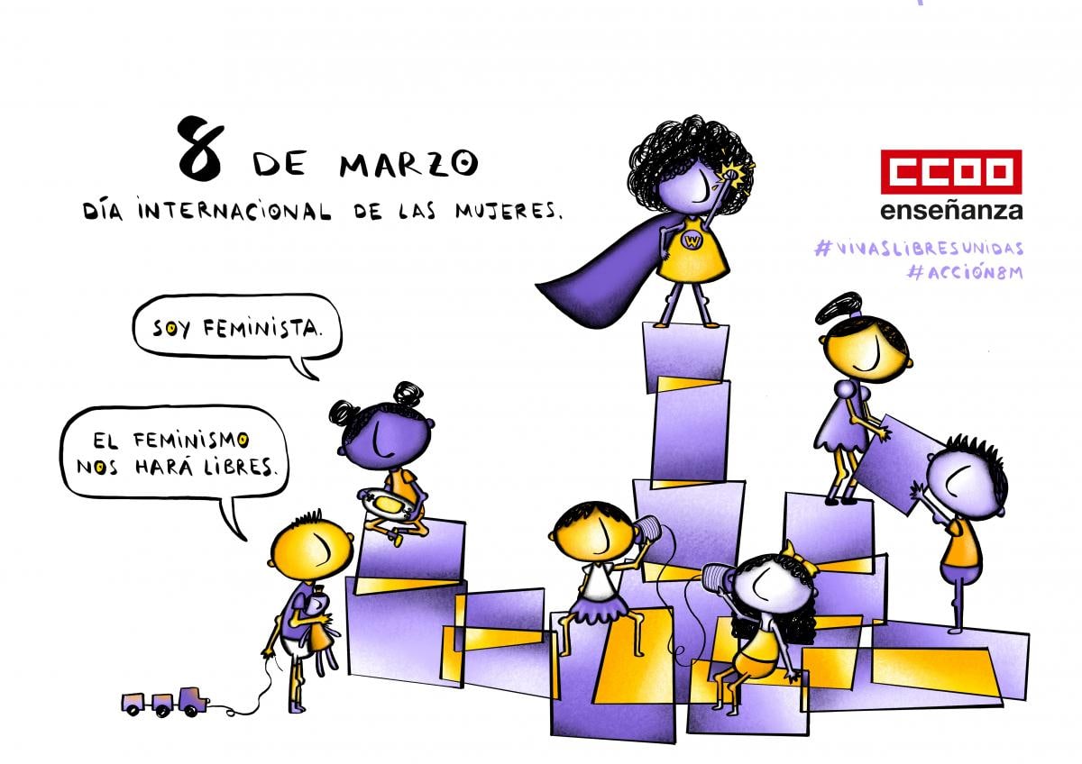 El Sindicato de Enseñanza CCOO Soria  reafirma su compromiso con la igualdad real entre  mujeres y hombres y la eliminación de discriminación y violencia hacia las mujeres, especialmente en el ámbito laboral y educativo, que afecta igualmente a sus hijas e hijos.