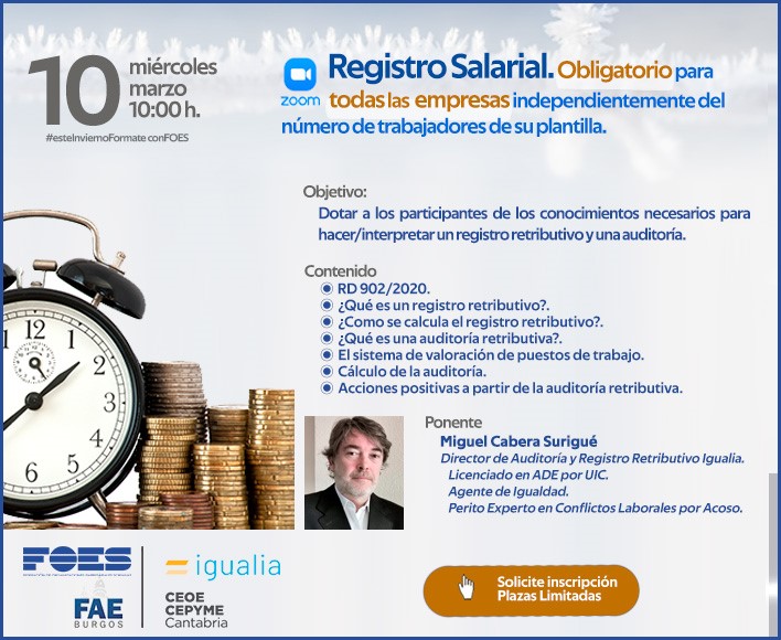 FOES advierte de la obligatoriedad del registro salarial en una nueva jornada de formación