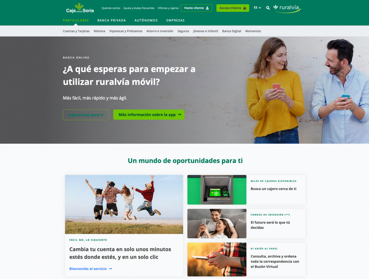 Caja Rural de Soria renueva su web comercial para ofrecer un servicio más digital y cercano a sus clientes