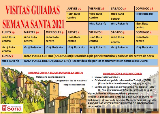  El Ayuntamiento reanuda las visitas turísticas con grupos máximos de cinco personas, uso obligatorio de mascarilla, distancias mínimas y en el exterior