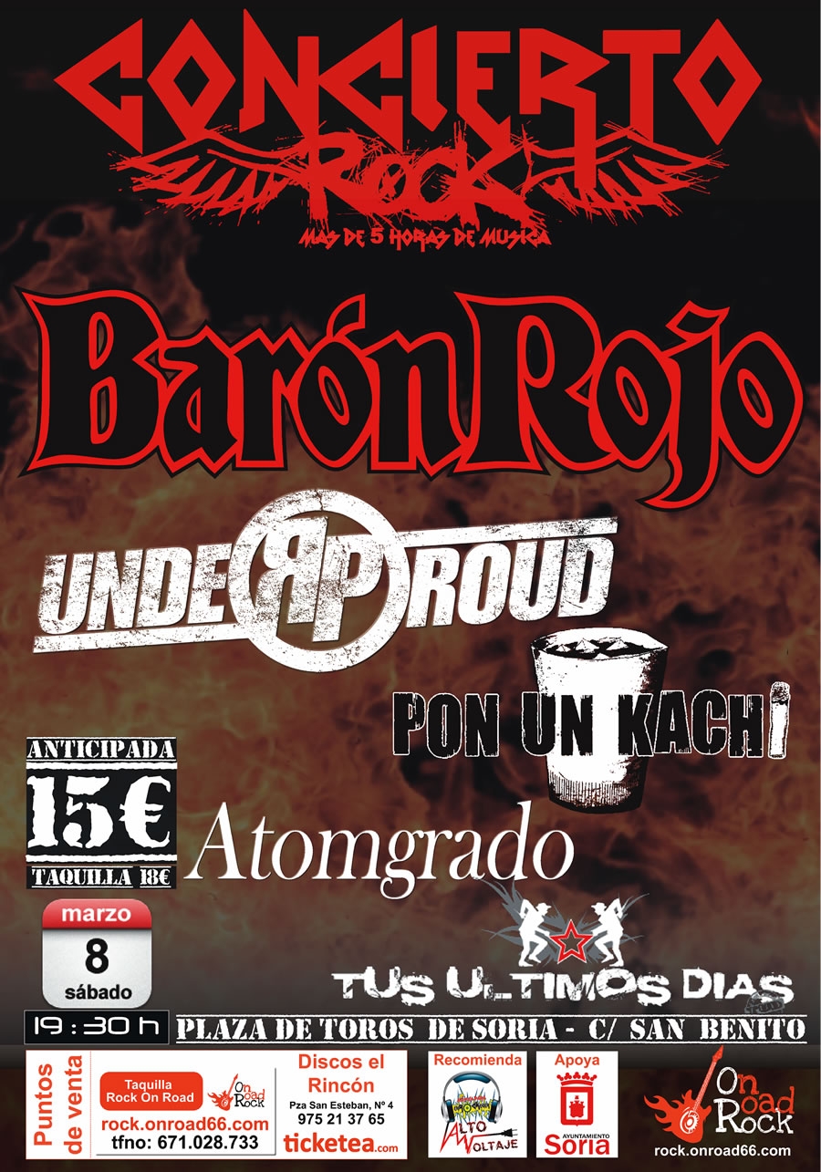 Barón Rojo actuará en Soria el 8 de marzo dentro del festival moto-turístico organizado por  on road 66